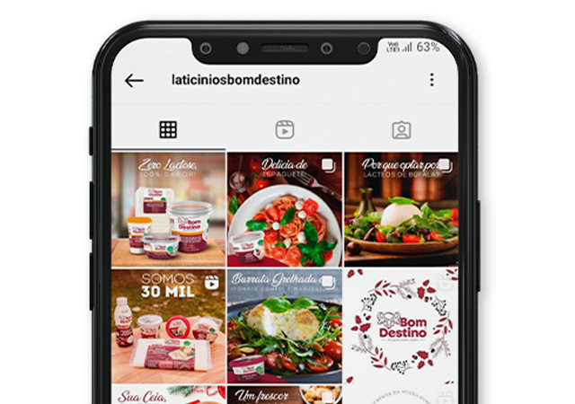 imagem de posts criados para o Laticínios Bom Destino