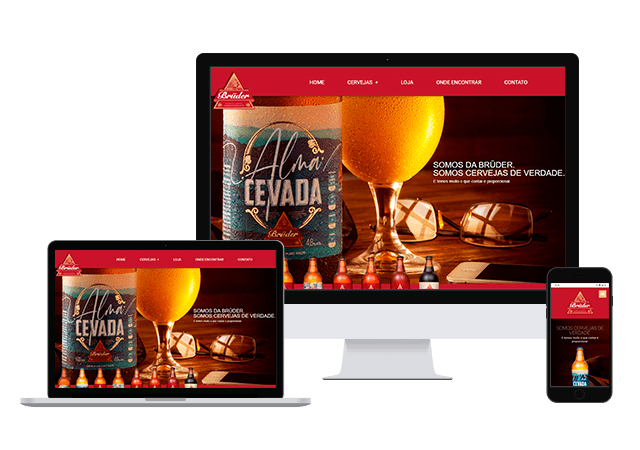 simulação do site da Cervejaria Brüder em diversos formatos de tela
