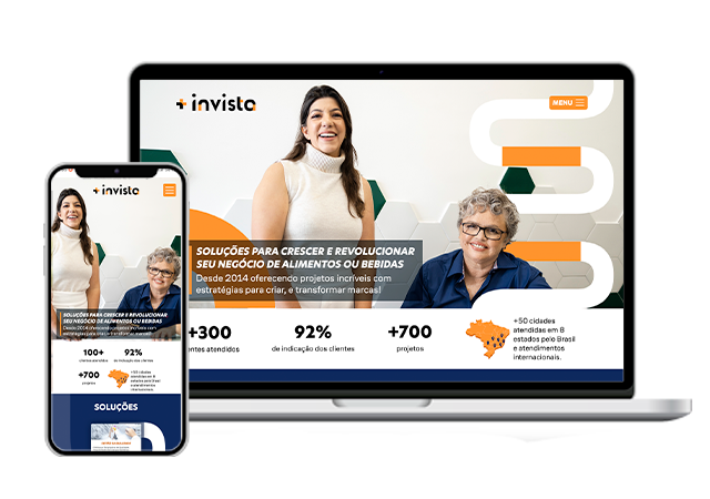 imagem da homepage do site da Invista Foods